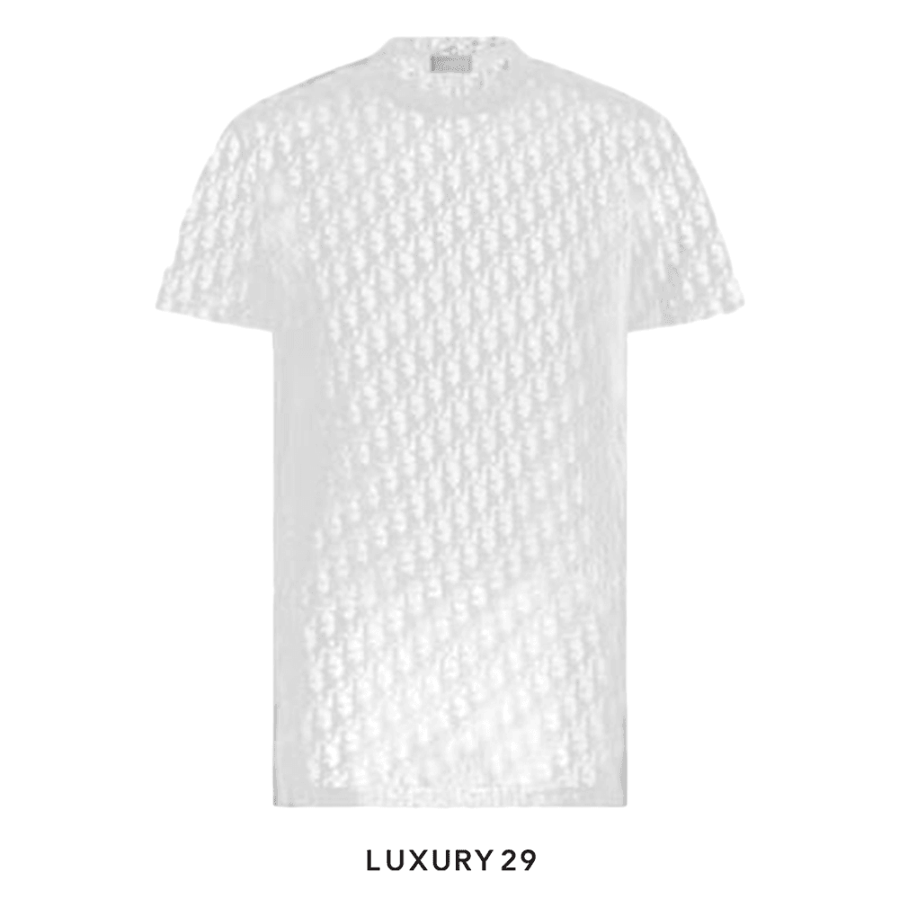 Dior Sheer Oblique T-Shirt White(XL, White)