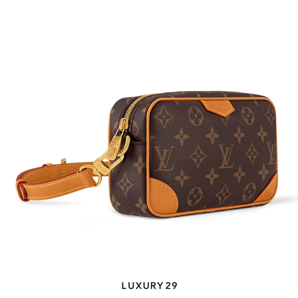Louis Vuitton LV Trocadero Wearable Wallet Aged natural cowhide leather trim Monogram coated canvas(Small, Brown)