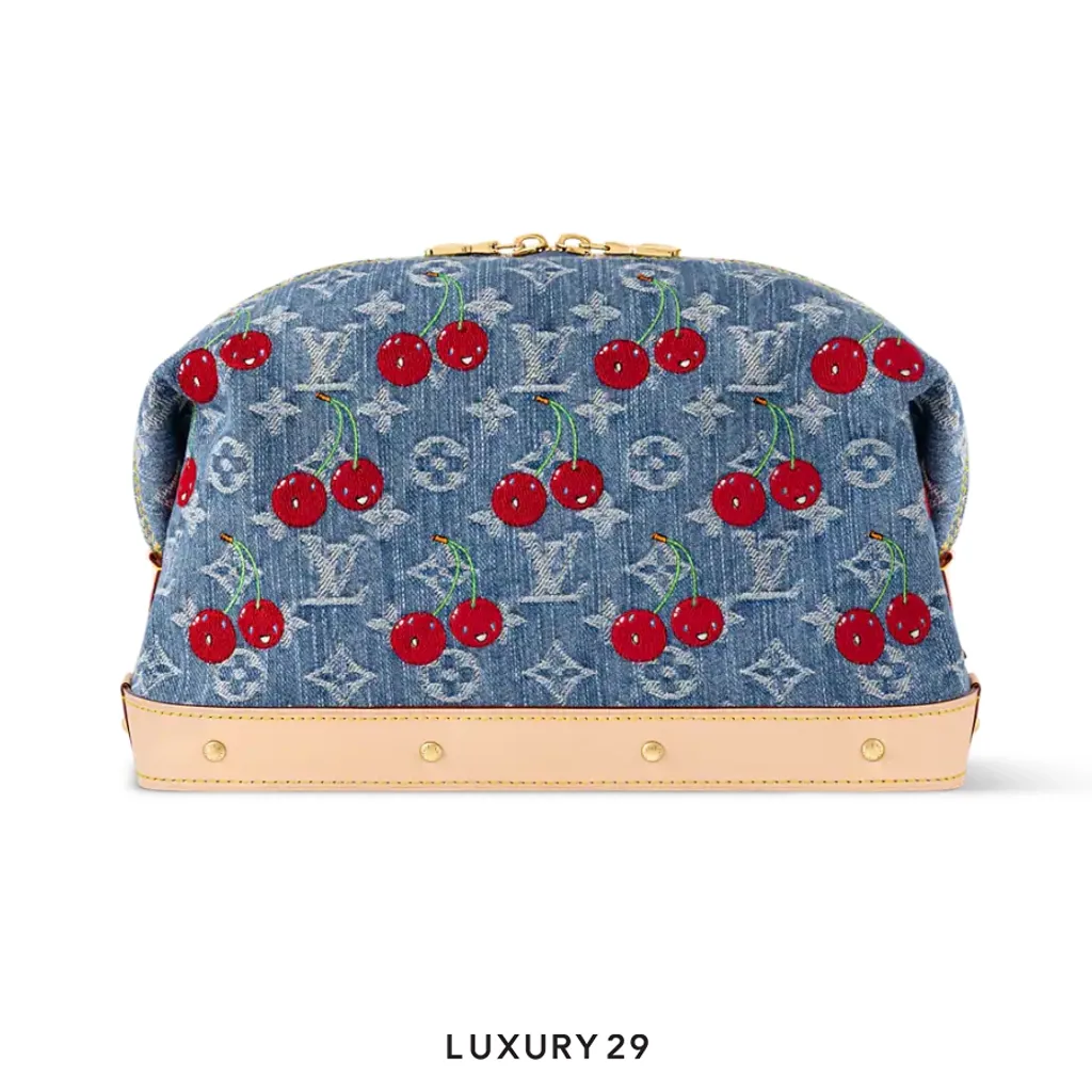 Louis Vuitton LV x TM Cosmetic Pouch GM Monogram cherry denim Blue(Small, White)