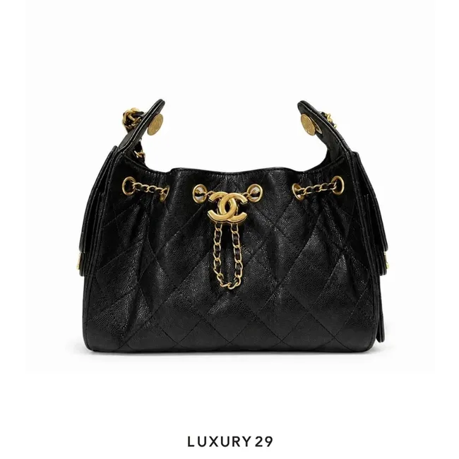 Chanel 25 Mini Handbag Grained Calfskin & Gold-Tone Metal Black