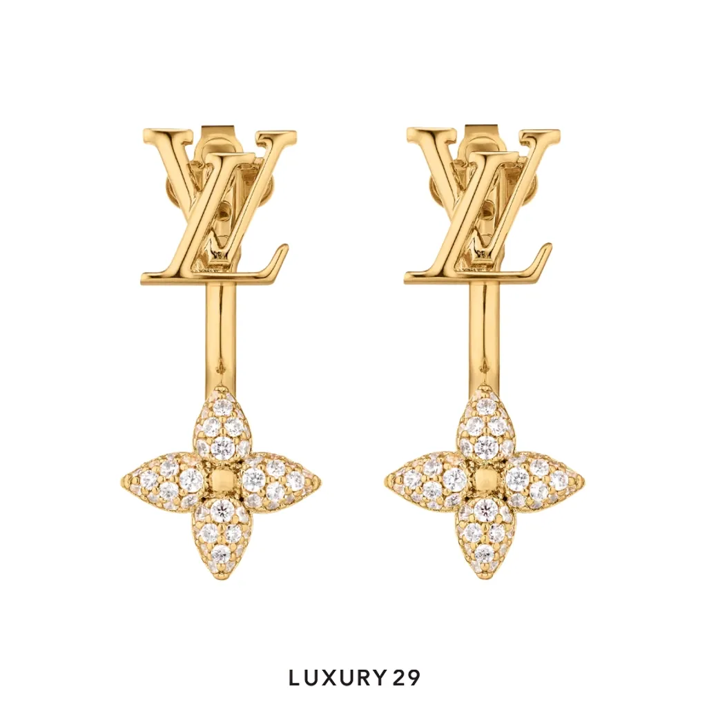 Louis Vuitton LV Louisette Signature Strass Earrings Gold metal(Free Size, Gold)