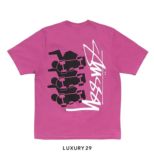 STUSSY SKATE STACK TEE PIGMENT DYED BERRY