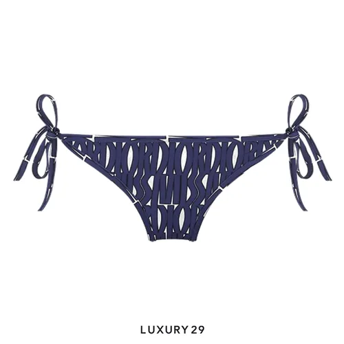 Bikini Bottom 
White Technical Fabric with Navy Blue Miss Dior Allover Motif