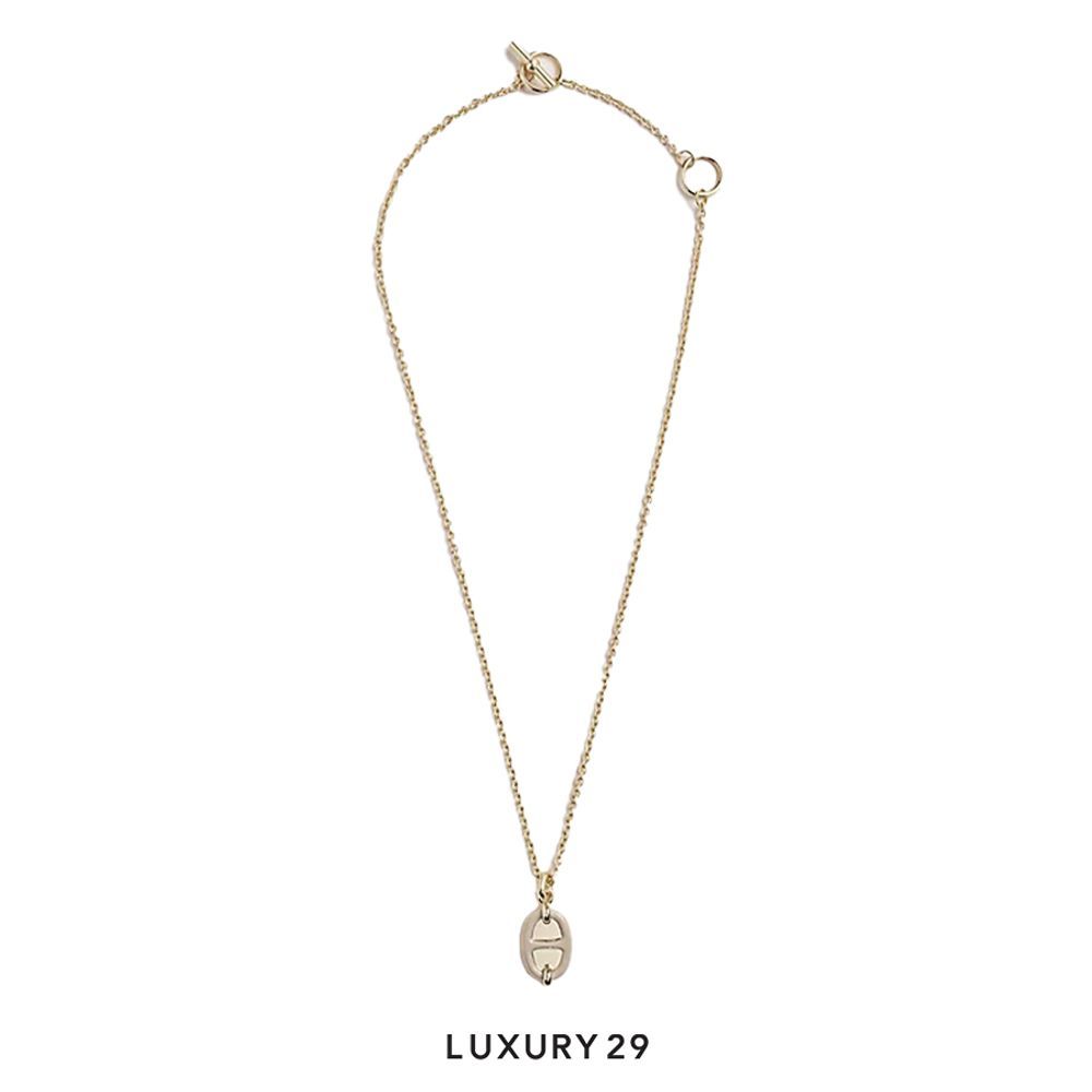 Hermes Mini Maillon Gold Plate Pendant Marron Glace(Free Size, Neutrals)