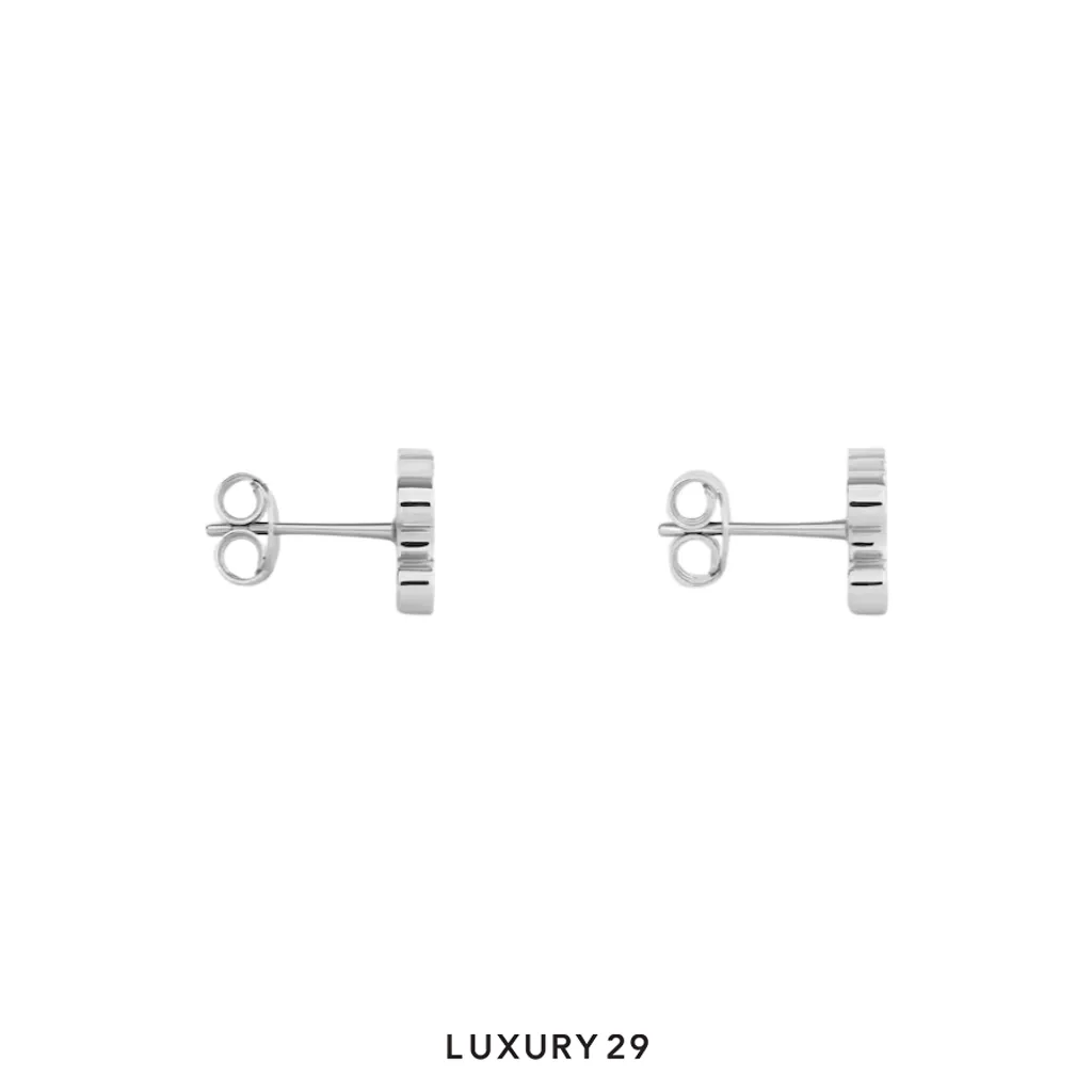 Celine Rhinestone triangular stud earrings Silver(Free Size, Silver)