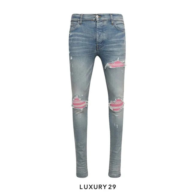 Amiri Ripped Skinny Jeans Clay Indigo