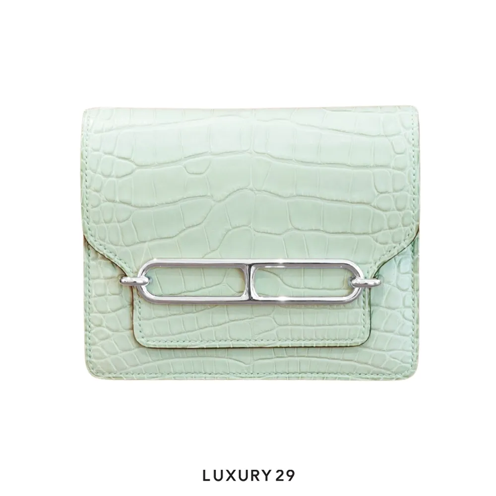 Hermes Portefeuille Roulis Silm Compact Alligator Miss Mat / B Stamp (2023)(Small, Green)