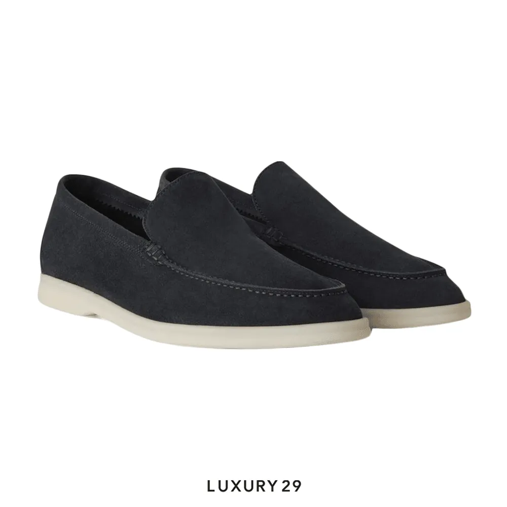 Loro Piana Summer Walk Loafers Suede Classic Blue(40, Blue)