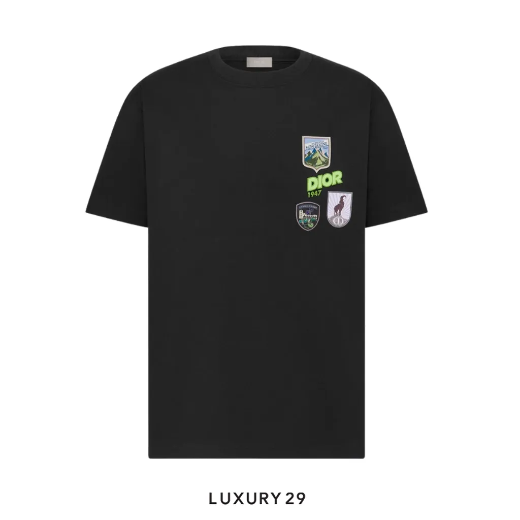 Dior Mountain T-Shirt Relaxed Fit Black Cotton Jersey(S, Black)
