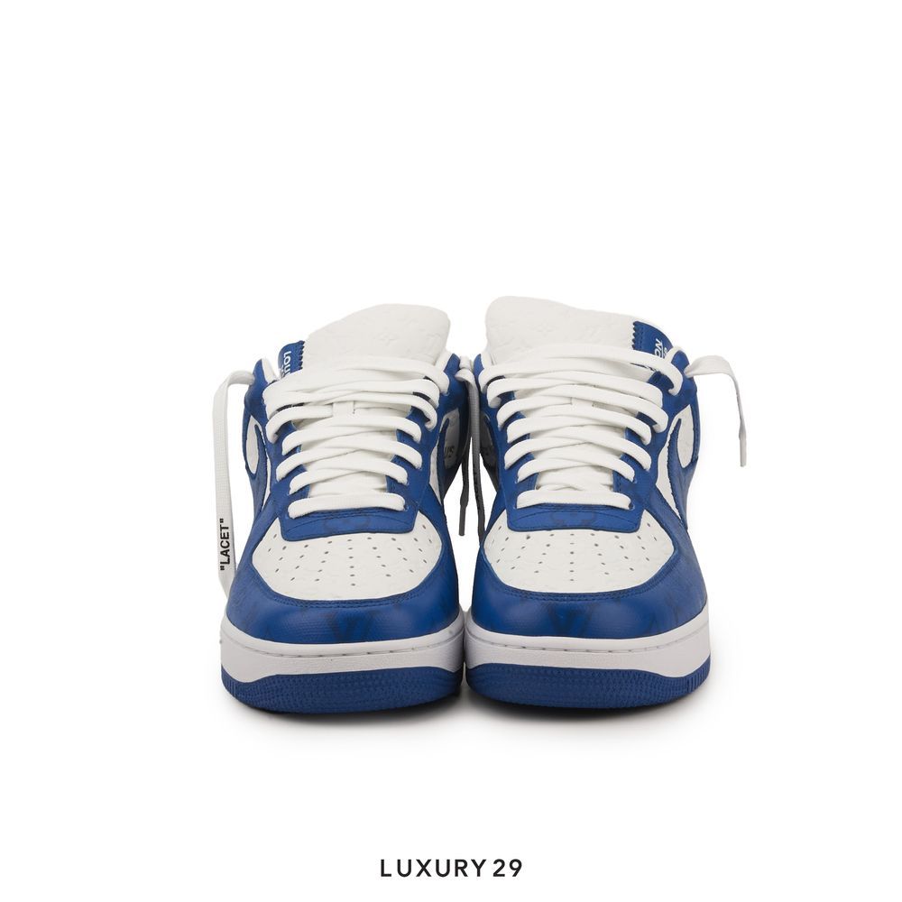 Louis Vuitton LV Nike Air Force 1 Low By Virgil Abloh White Blue Royal(M)(43.5, Blue)