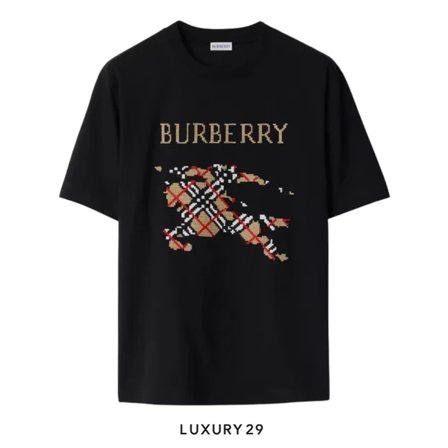Burberry Cross Stitch EKD? Cotton T-shirt Black