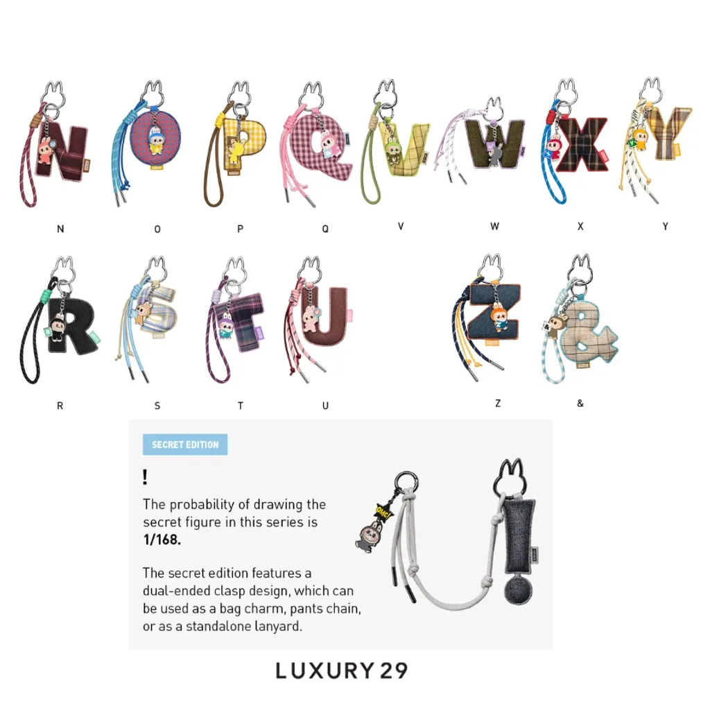 Pop Mart THE MONSTERS - Pin For Love Series Letter Pendant Blind Box (N-Z)(Small, Multicolour)