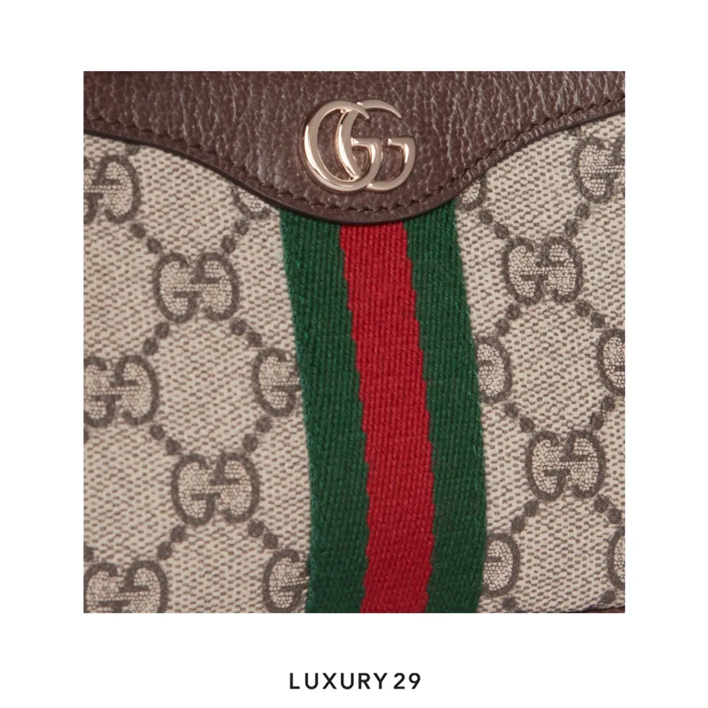 Gucci Ophidia mini shoulder bag Beige and dark brown GG Monogram coated fabric Brown(Mini, Brown)