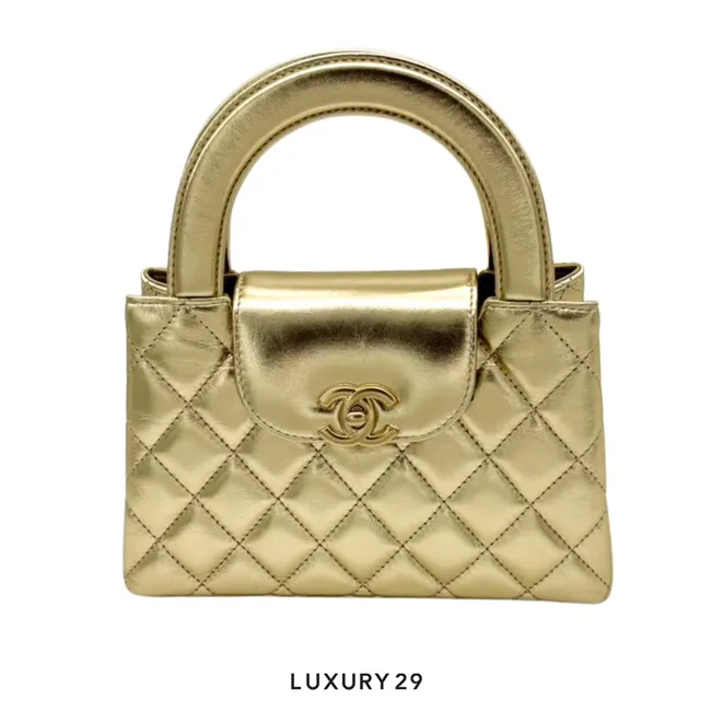 Chanel Mini Shopping Bag In Shiny Aged Calfskin Gold