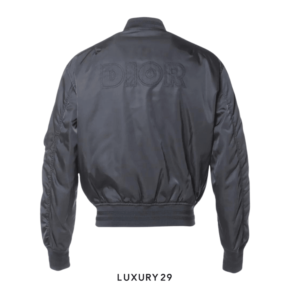DIOR Nylon Blouson 44 Men's Green Logo embroidery bomber jacket(XS, Black)