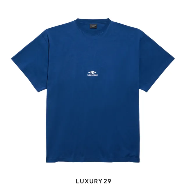Balenciaga 3b Sports Icon Oversized T-shirt in Light Marine Blue/white