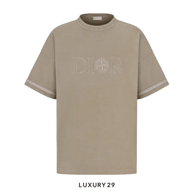 DIOR AND STONE ISLAND T-Shirt, Oversized Fit Brown Cotton Jersey