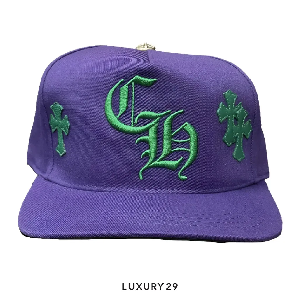 Chrome Hearts Leather Cross Patch Hat Purple/Green(Free Size, Purple)