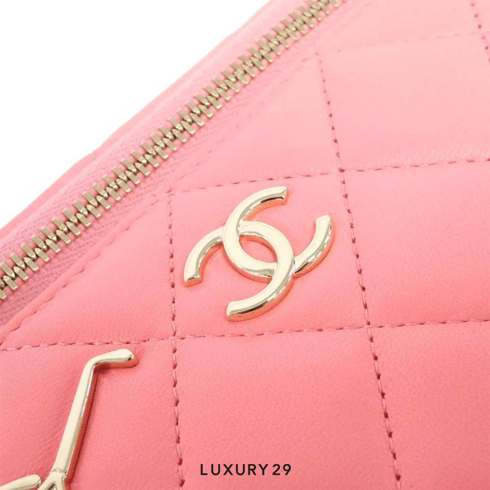 Chanel Clutch With Chain Lambskin, Diamante & Gold Metal Pink(Small, Pink)