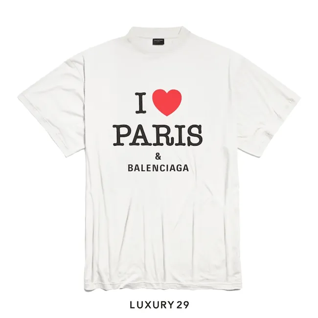 Balenciaga I Love Paris & Balenciaga T-shirt Oversized in White