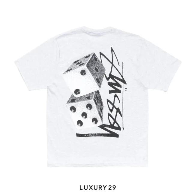 STUSSY TALL DICE TEE ASH HEATHER