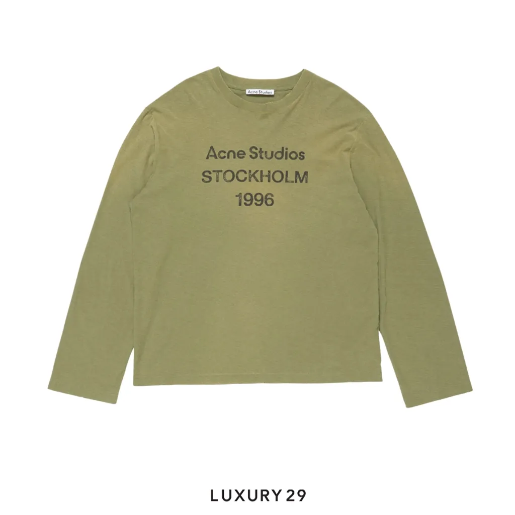 Acne Studios Sprayed 1996 logo t-shirt Olive green(M/S, Green)
