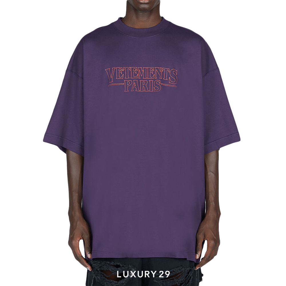 VETEMENTS Paris Logo T-Shirt 'Purple'(Free Size, Purple)