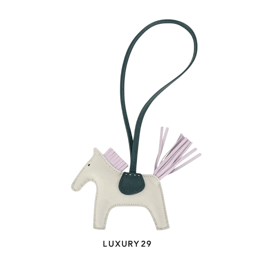 Hermes Rodeo PM charm Craie / Mauve Pale / Vert Cypres(Small, White)