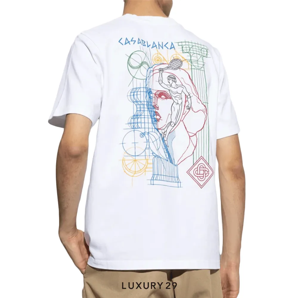 Casablanca Tennis Play In Progress T-shirt White(XL, White)