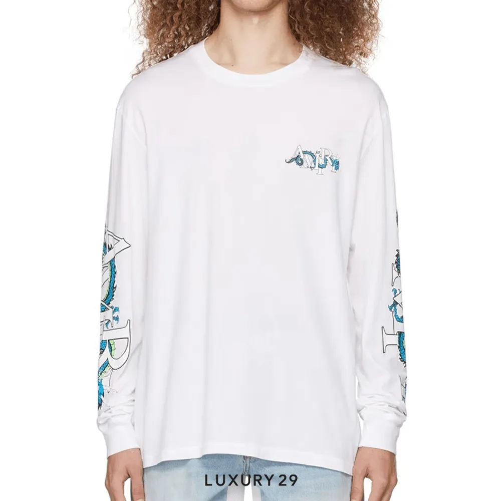Amiri LUNAR NEW YEAR DRAGON LONG SLEEVE TEE - White(M, White)