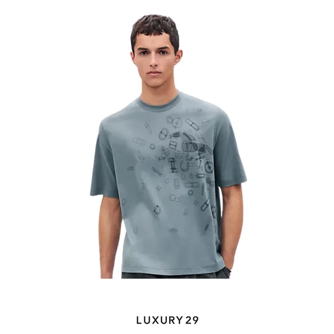 HERMES "Fragments Equestres" t-shirt Eucalyptus