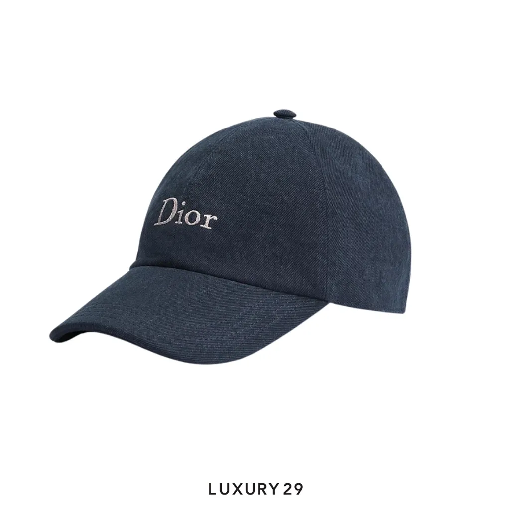 Dior D-Player baseball cap Navy blue stone-washed cotton fabric(57, Blue)