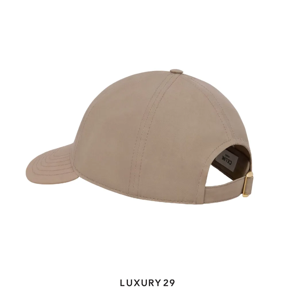 Celine TRIOMPHE Cotton Gabardine Baseball Cap Grey Beige(S, Neutrals)
