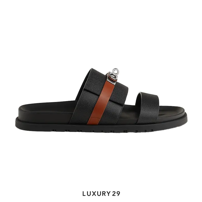 Hermes Jackson sandal noir / naturel H (M)