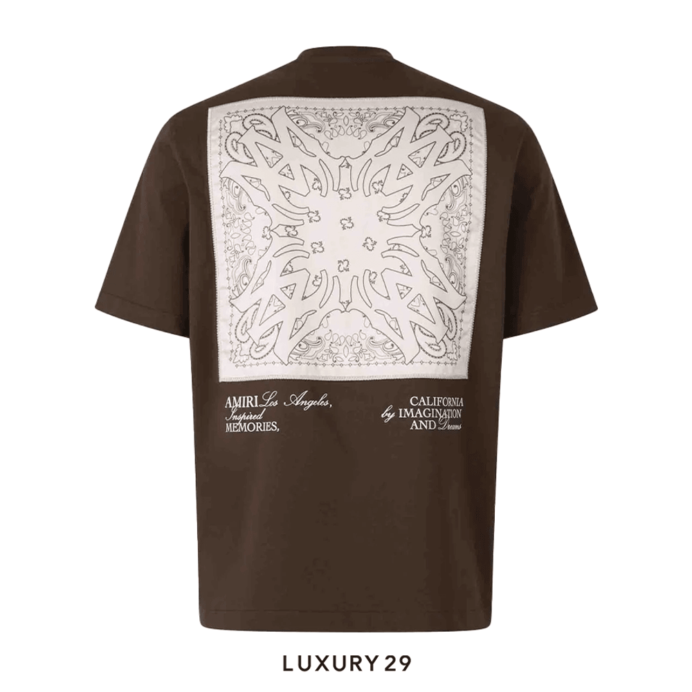 AMIRI MA BANDANA SILK APPLIQUE TEE(S, Brown)