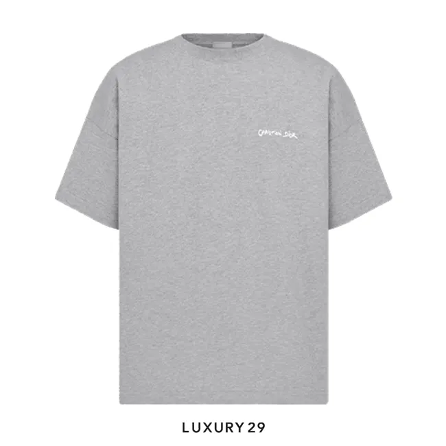 Dior Tag T-shirt, Relaxed Fit Gray Cotton Jersey