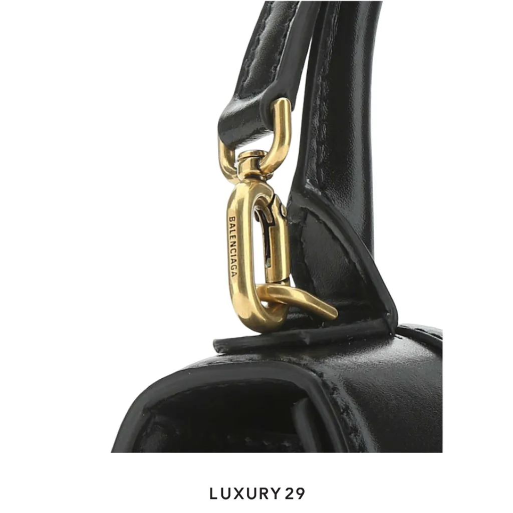 Balenciaga Hourglass XS Handbag In Shiny Calfskin Black(Small, Black)