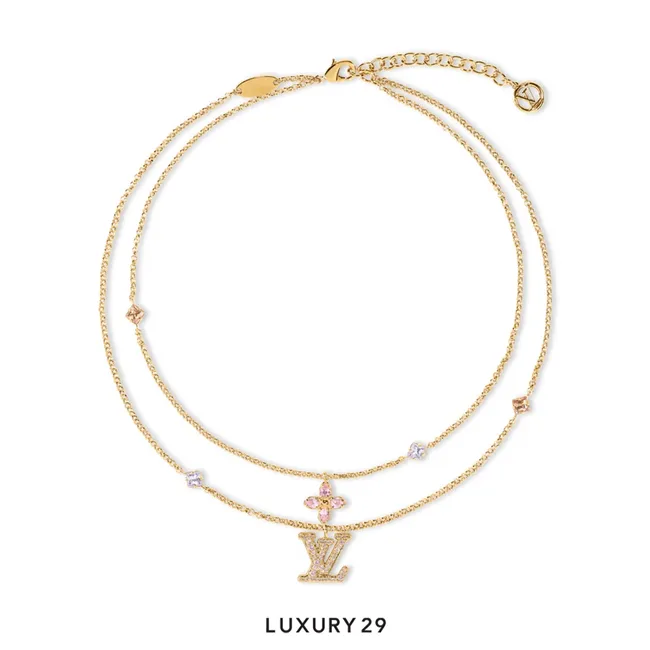 Louis Vuitton LV Necklace Lady Pink and purple rhinestones