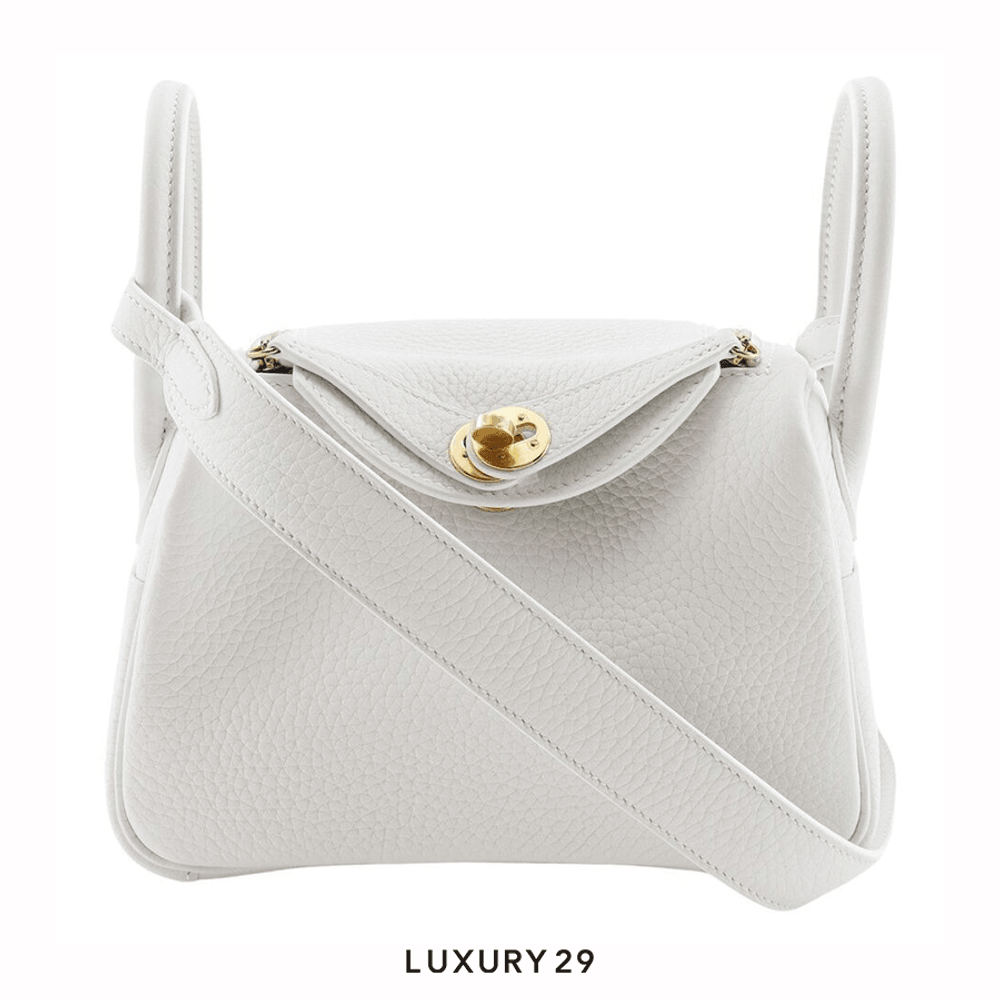 Hermes Mini Lindy White Swift Gold Hardware(Mini, White)