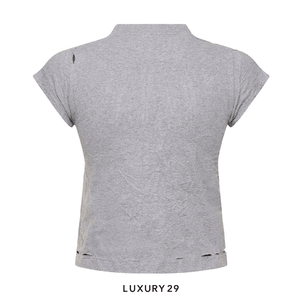 Balenciaga Women's Planet Earth Shrunk T-Shirt in Grey(S, Grey)