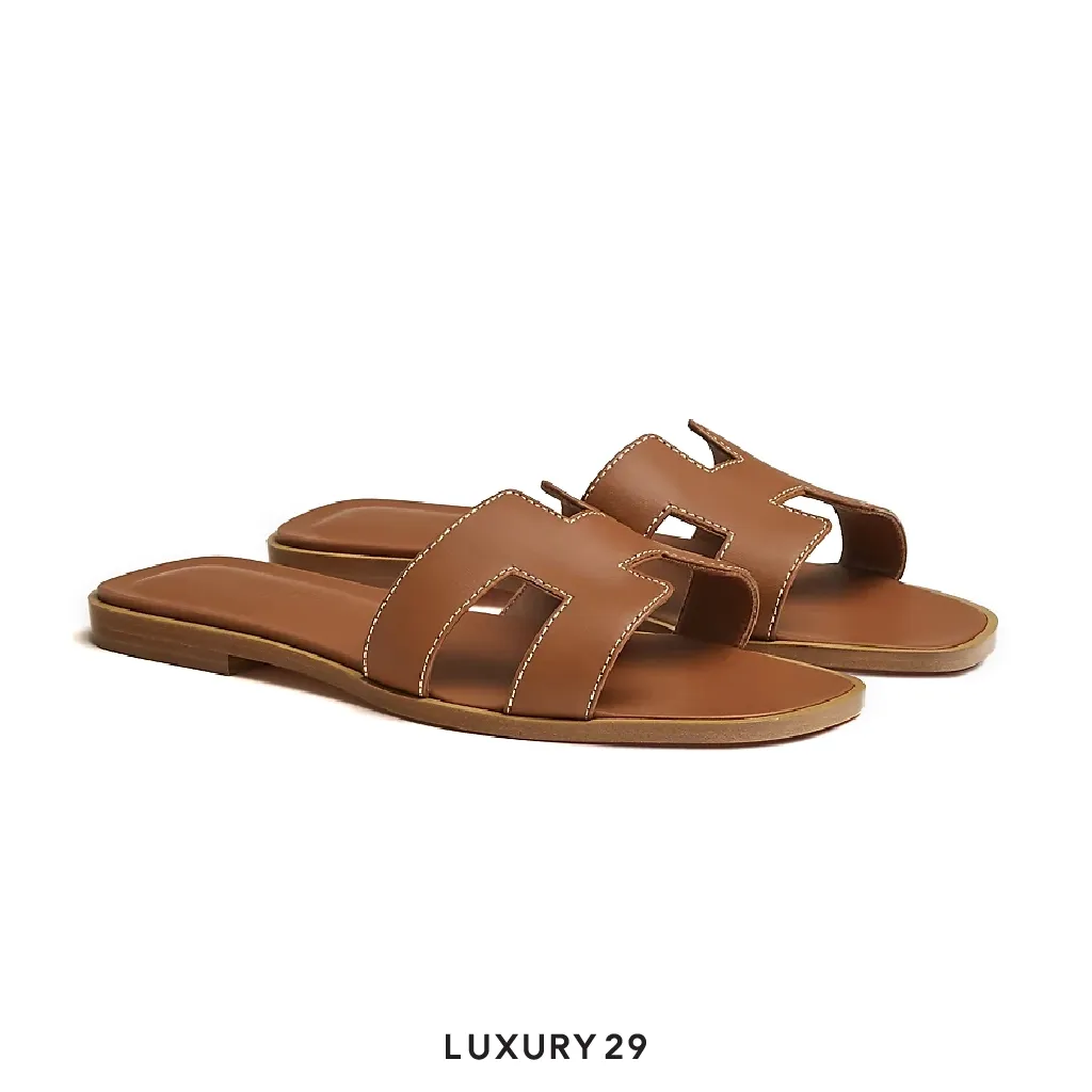 Hermes Oran Sandal Gold(37.5, Brown)