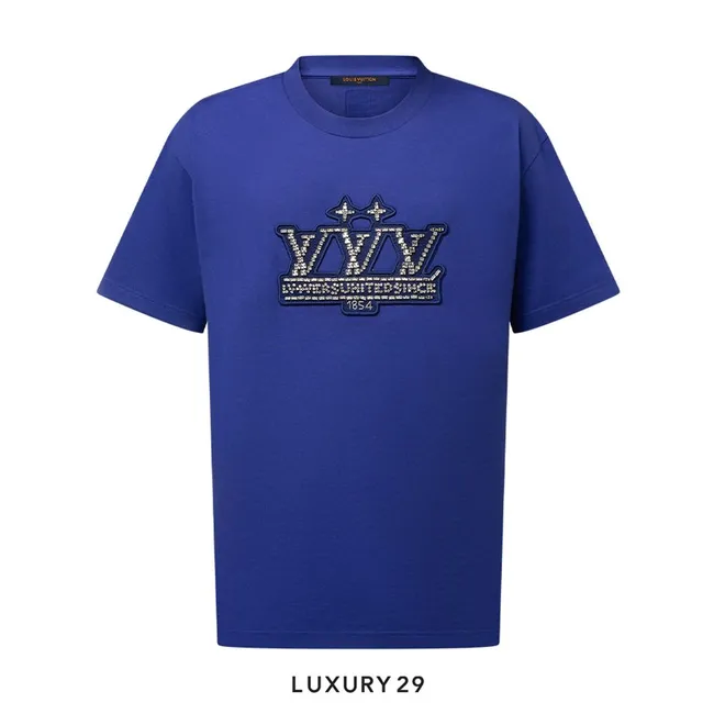Louis Vuitton LV Embellished Cotton T-Shirt Clematis Blue