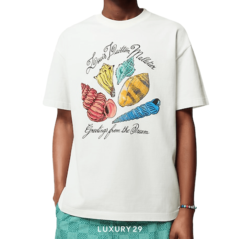 Louis Vuitton LV Printed Short-Sleeved Cotton T-Shirt(S, White)