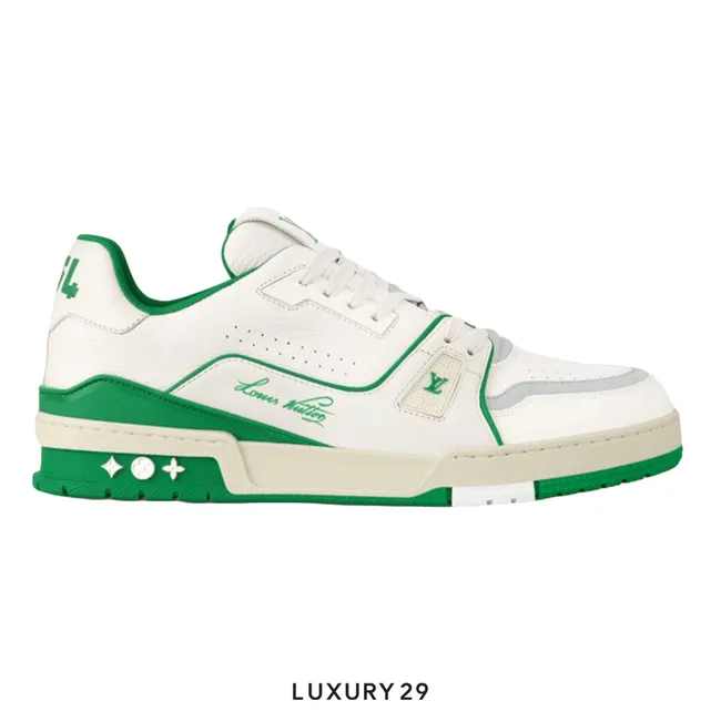 Kid Louis Vuitton LV Trainer Sneaker Green