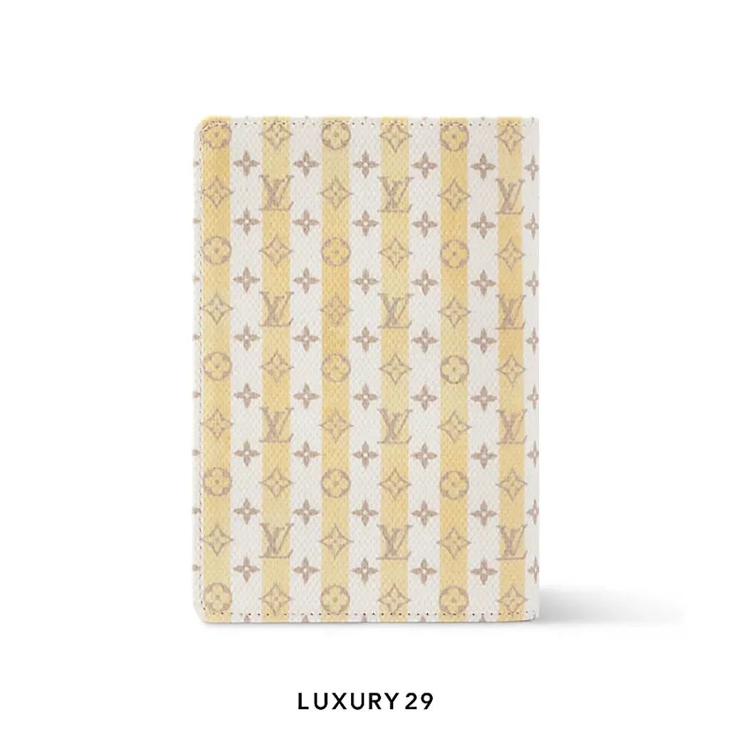 Louis Vuitton LV Passport Cover Banana Yellow with LV Stamp Monogram Canvas(Small, Yellow)