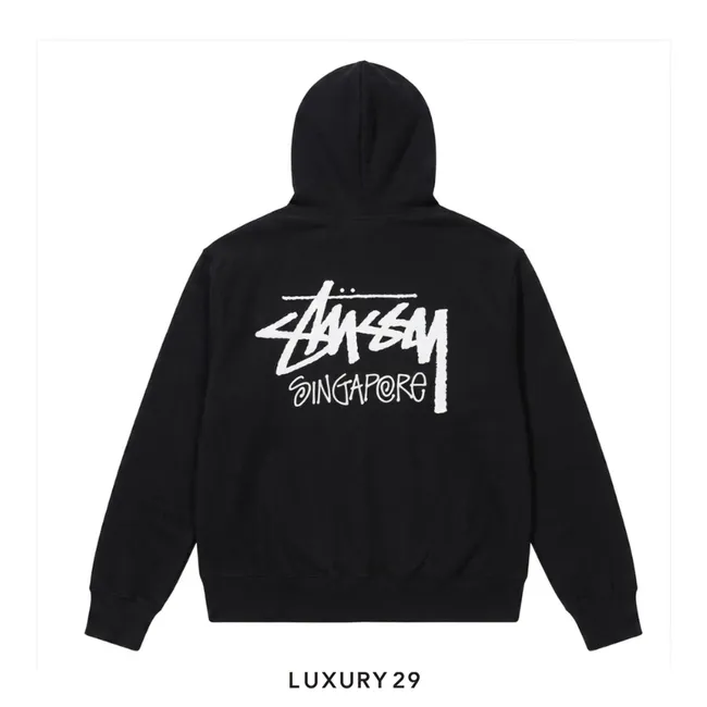 STUSSY Stock Singapore Zip Hoodie Black