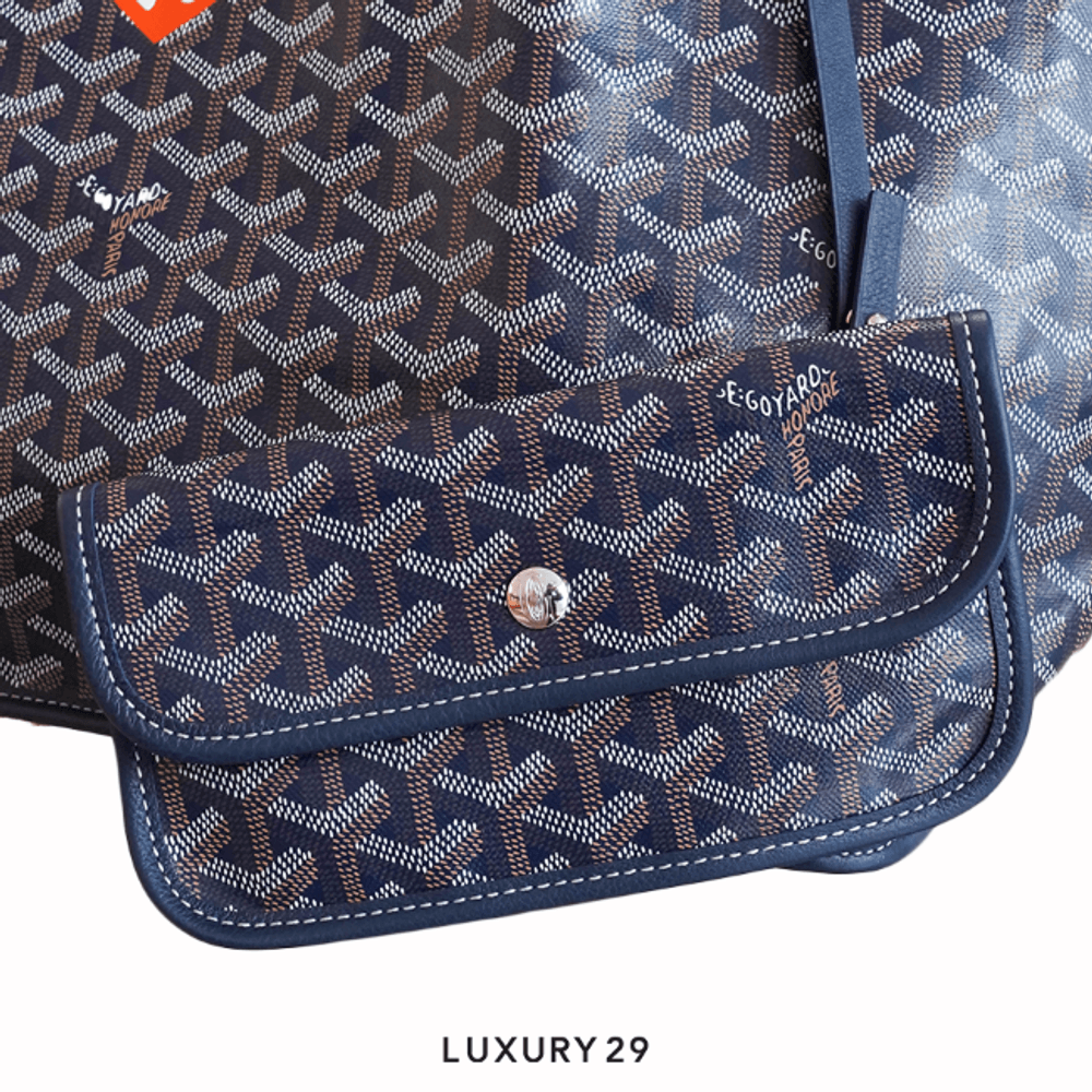 【GOYARD】アンジュ Anjou トート リバーシブル GM Navy Blue GOYARD Goyardine Reversible Anjou GM Navy 1571471 | FASHIONPHILE