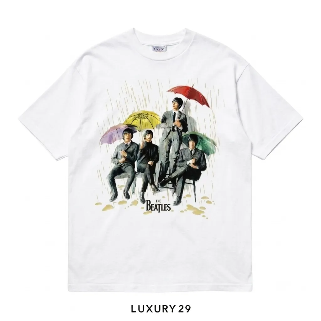 Not Applicable Vintage The Beatles Band T-shirt White(XL, White)
