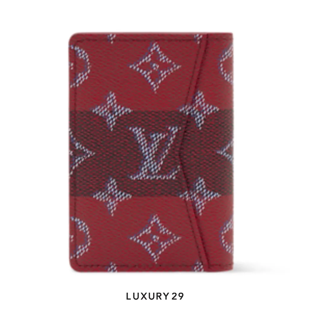 Louis Vuitton LV Pocket Organizer Wallet Red Stripes(Small, Red)