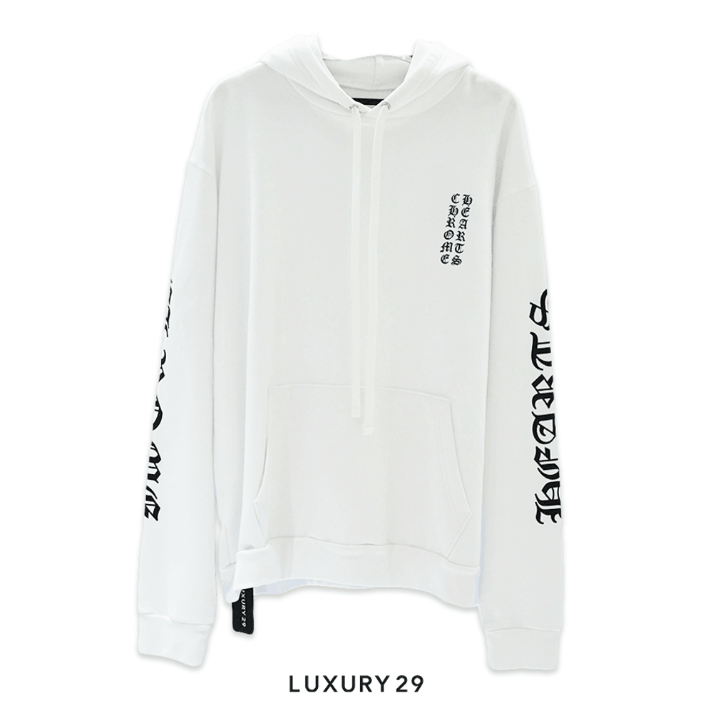 Chrome Hearts Vertical Logo Hoodie(L, White)